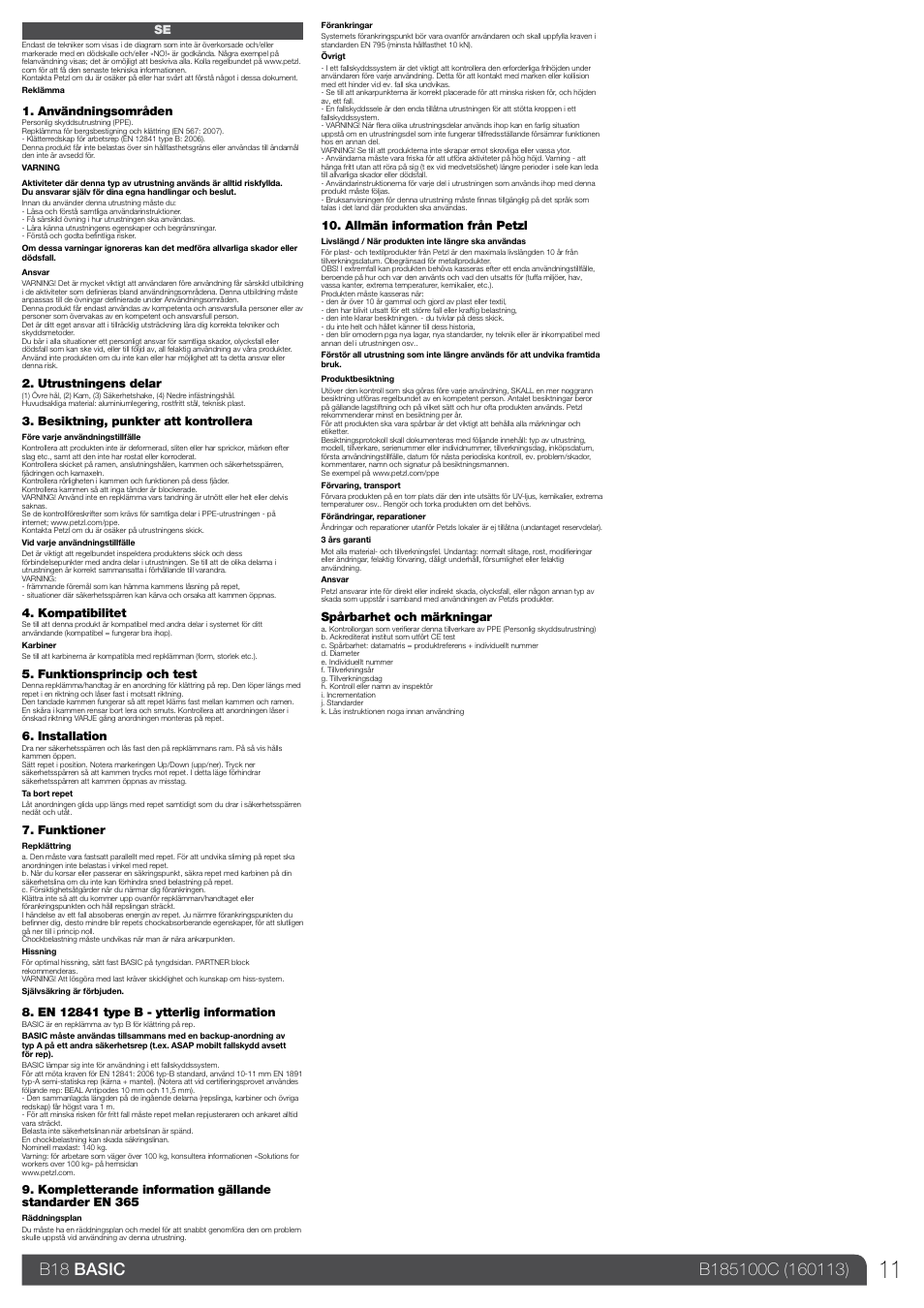 Petzl BASIC_2013 User Manual | Page 11 / 24