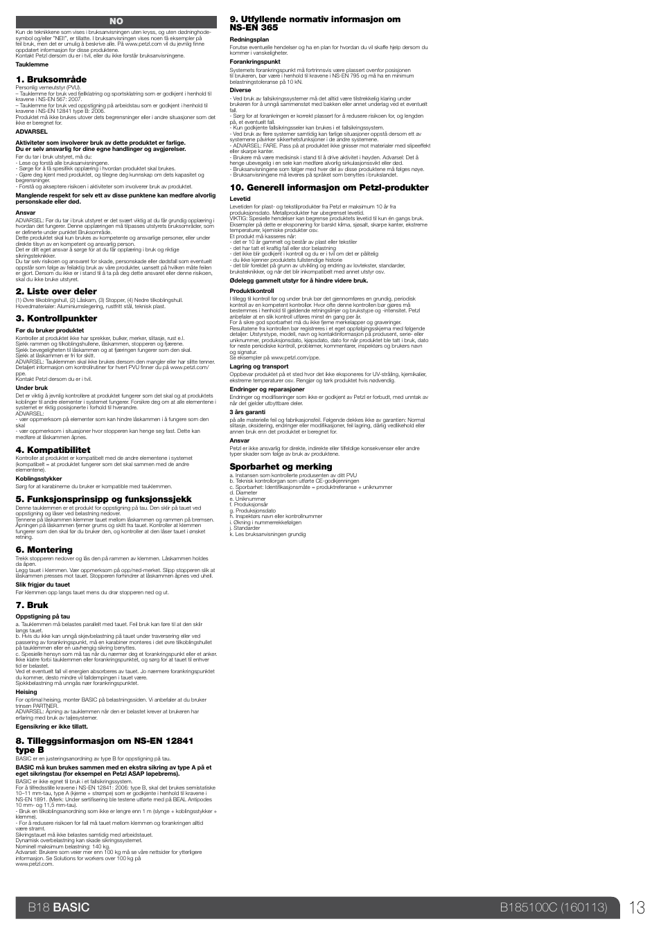 Petzl BASIC_2013 User Manual | Page 13 / 24