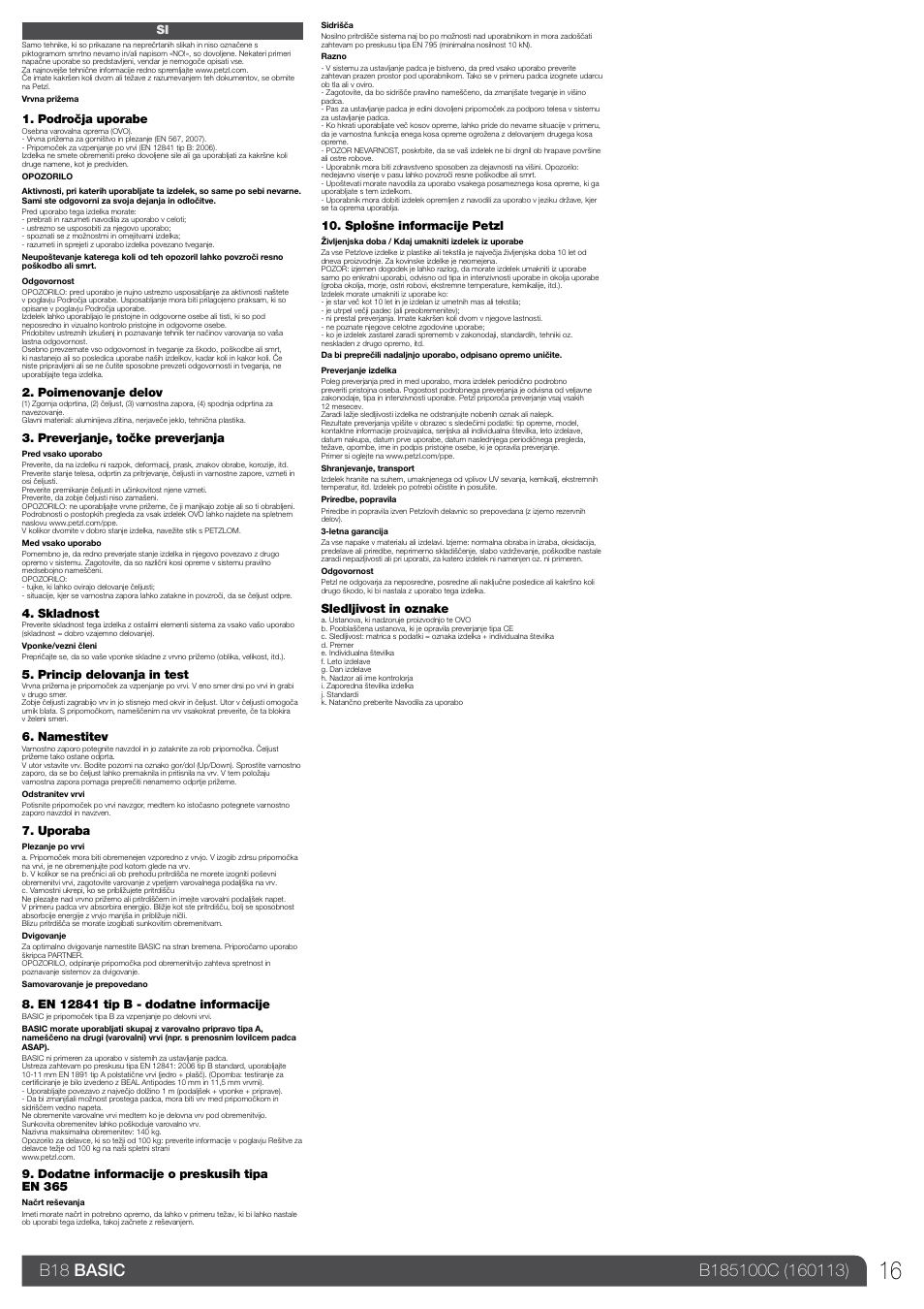 Petzl BASIC_2013 User Manual | Page 16 / 24