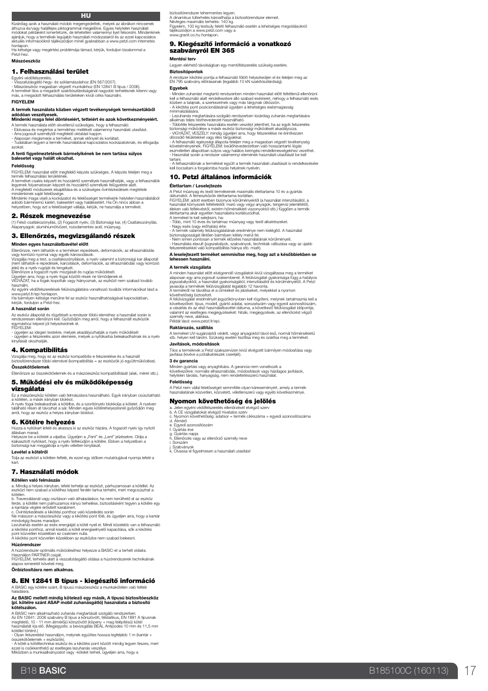 Petzl BASIC_2013 User Manual | Page 17 / 24