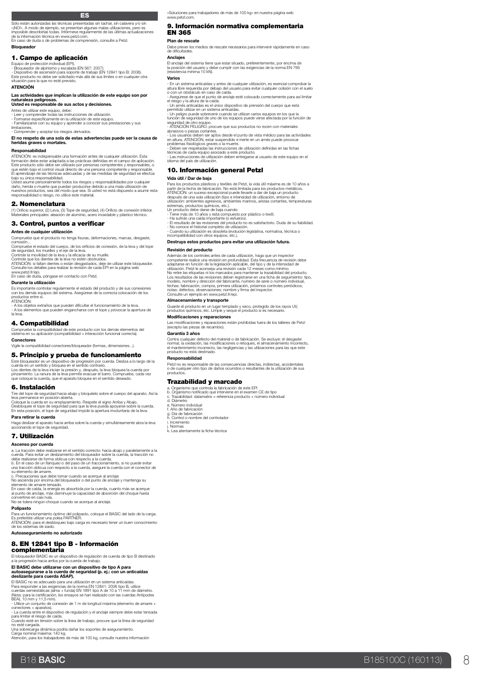 Petzl BASIC_2013 User Manual | Page 8 / 24