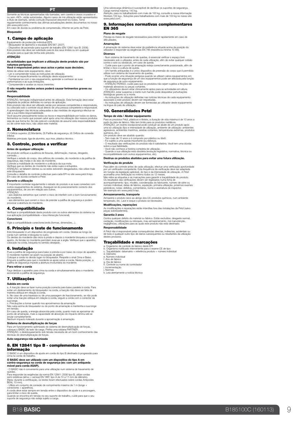Petzl BASIC_2013 User Manual | Page 9 / 24