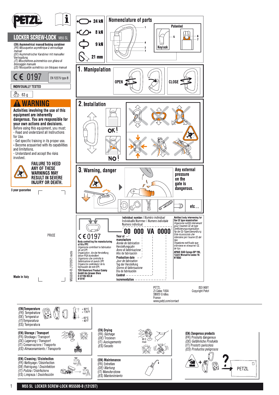 Petzl LOCKER SCREW-LOCK User Manual | 21 pages