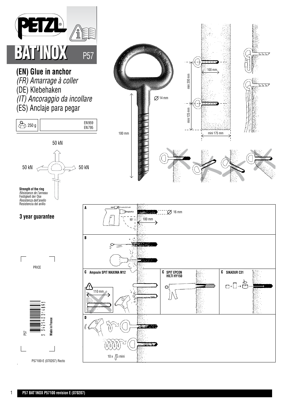 Petzl BAT'INOX User Manual | 12 pages