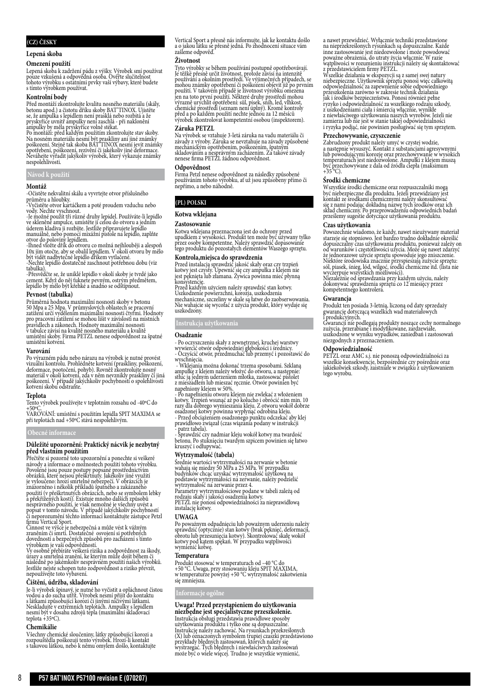 Cz, pl | Petzl BAT'INOX User Manual | Page 8 / 12