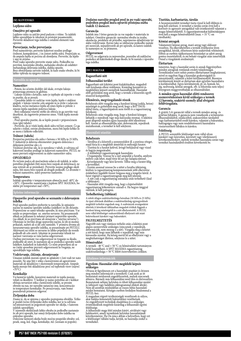 Si, hu | Petzl BAT'INOX User Manual | Page 9 / 12