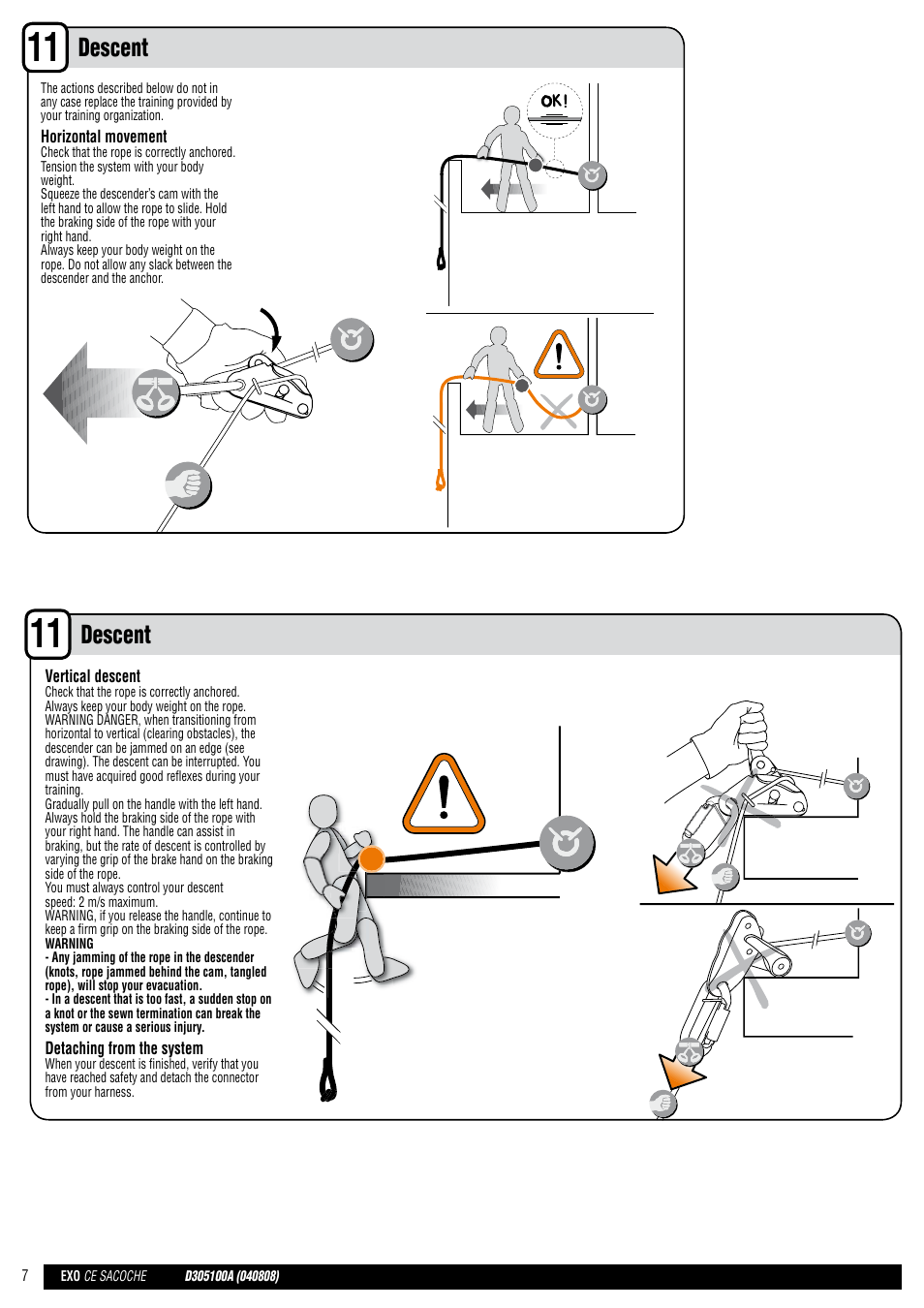 En + drawings, Descent | Petzl EXO EASHOOK User Manual | Page 7 / 28