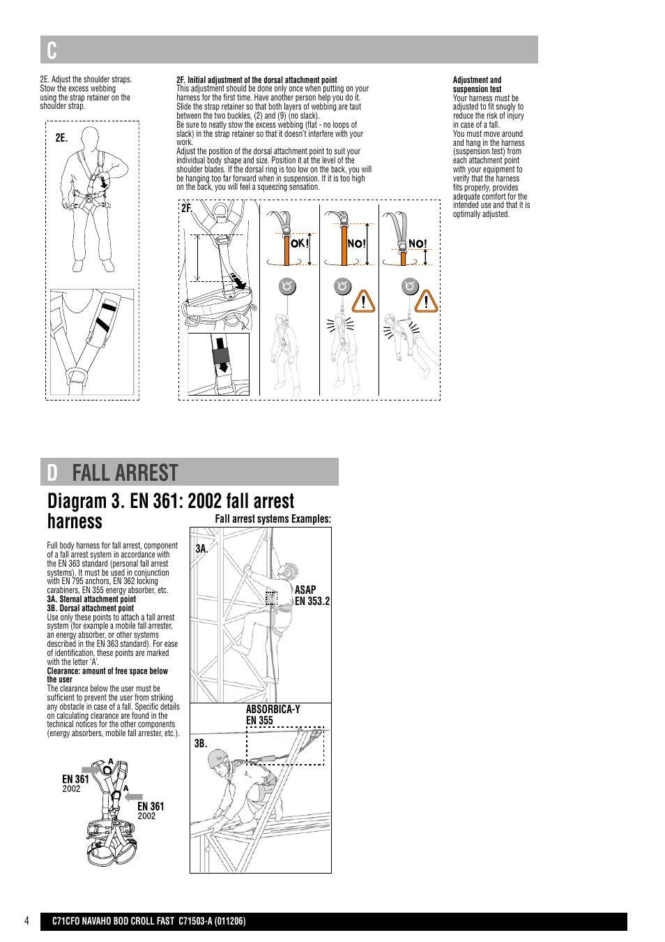 Drawings + en, Fall arrest | Petzl NAVAHO BOD CROLL FAST User Manual | Page 4 / 24