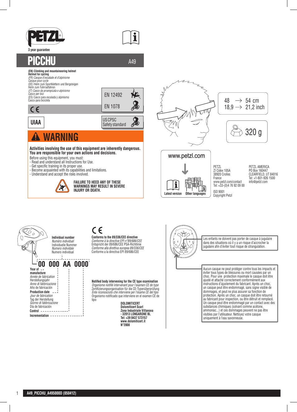 Petzl PICCHU User Manual | 13 pages