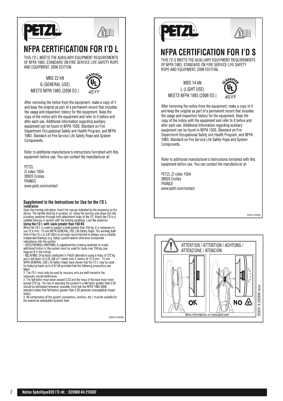 Drawings | Petzl I'D D20 S User Manual | Page 2 / 28
