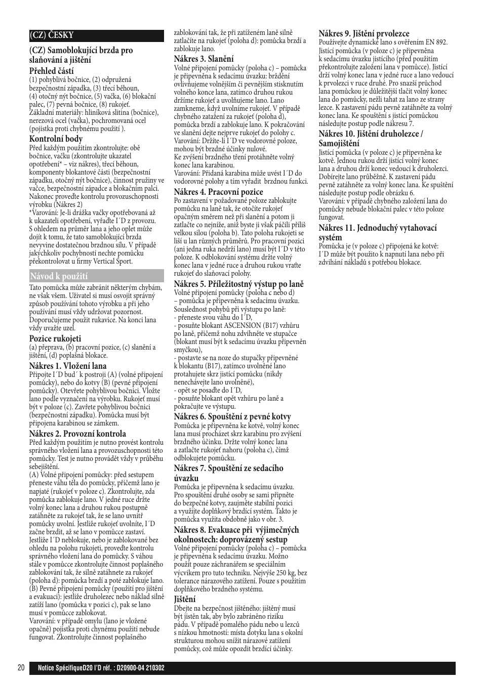 Návod k použití | Petzl I'D D20 S User Manual | Page 20 / 28