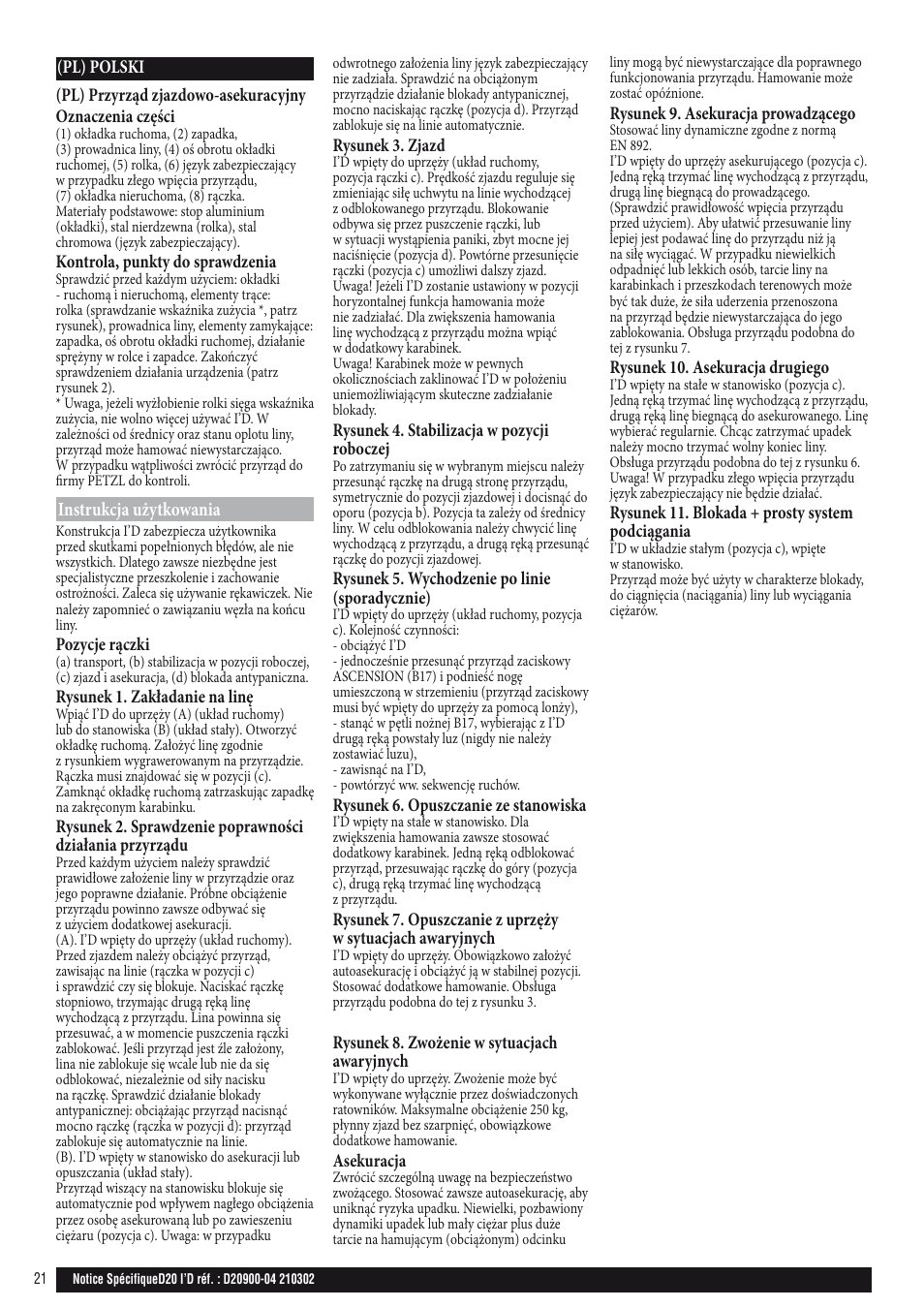 Instrukcja użytkowania | Petzl I'D D20 S User Manual | Page 21 / 28