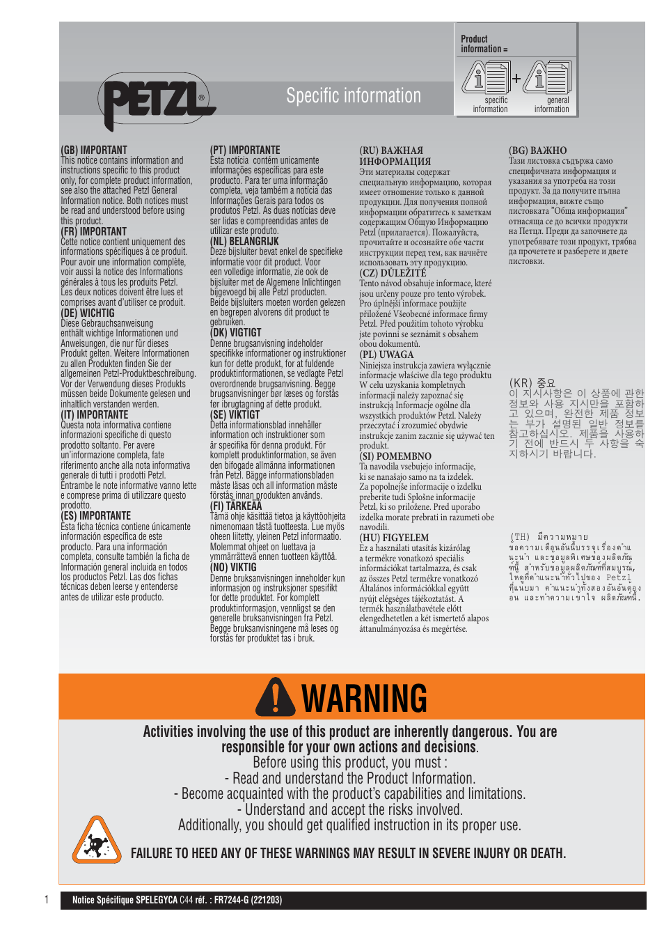 Petzl SPELEGYCA User Manual | 10 pages