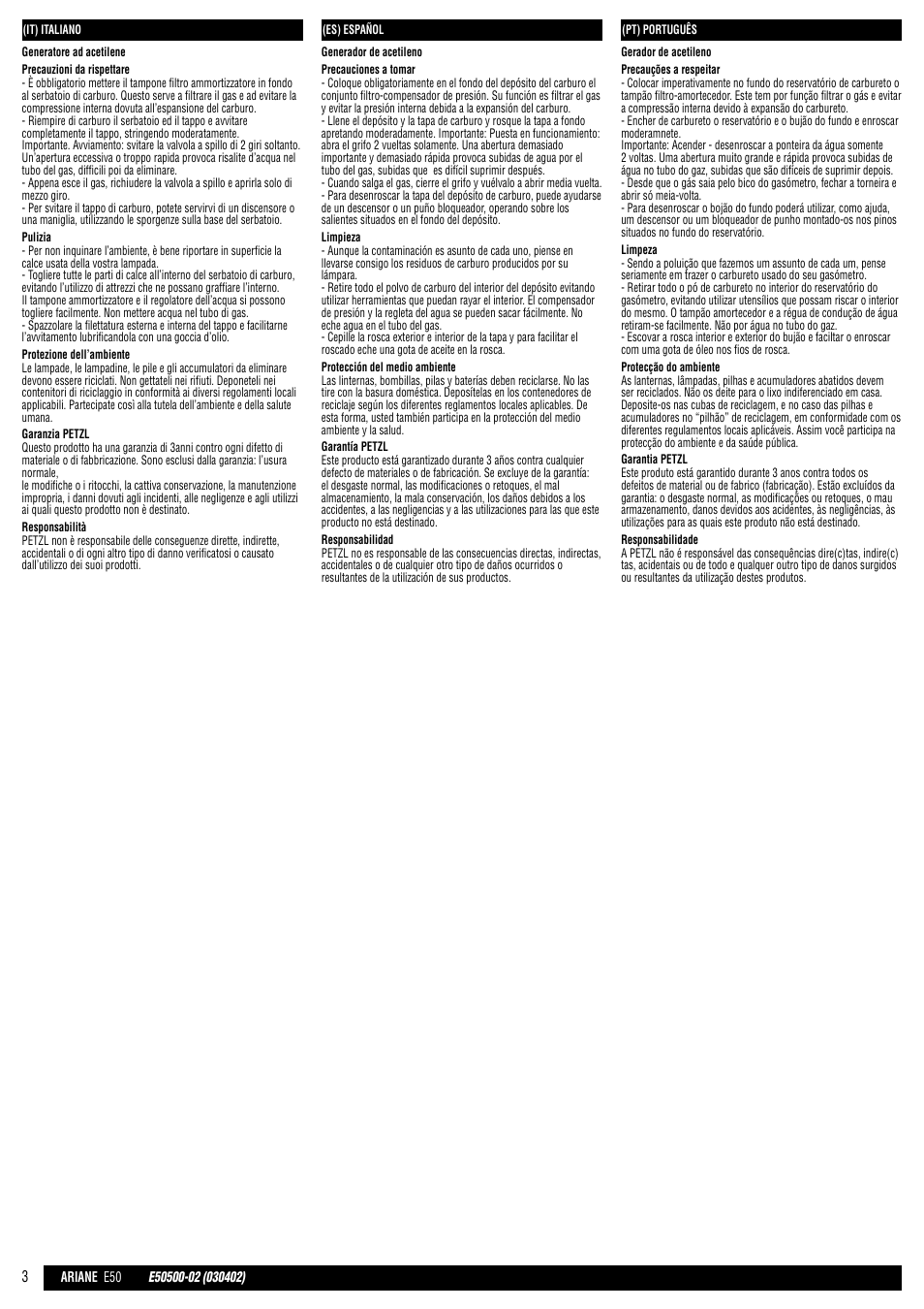 It, es, pt | Petzl ARIANE User Manual | Page 3 / 7