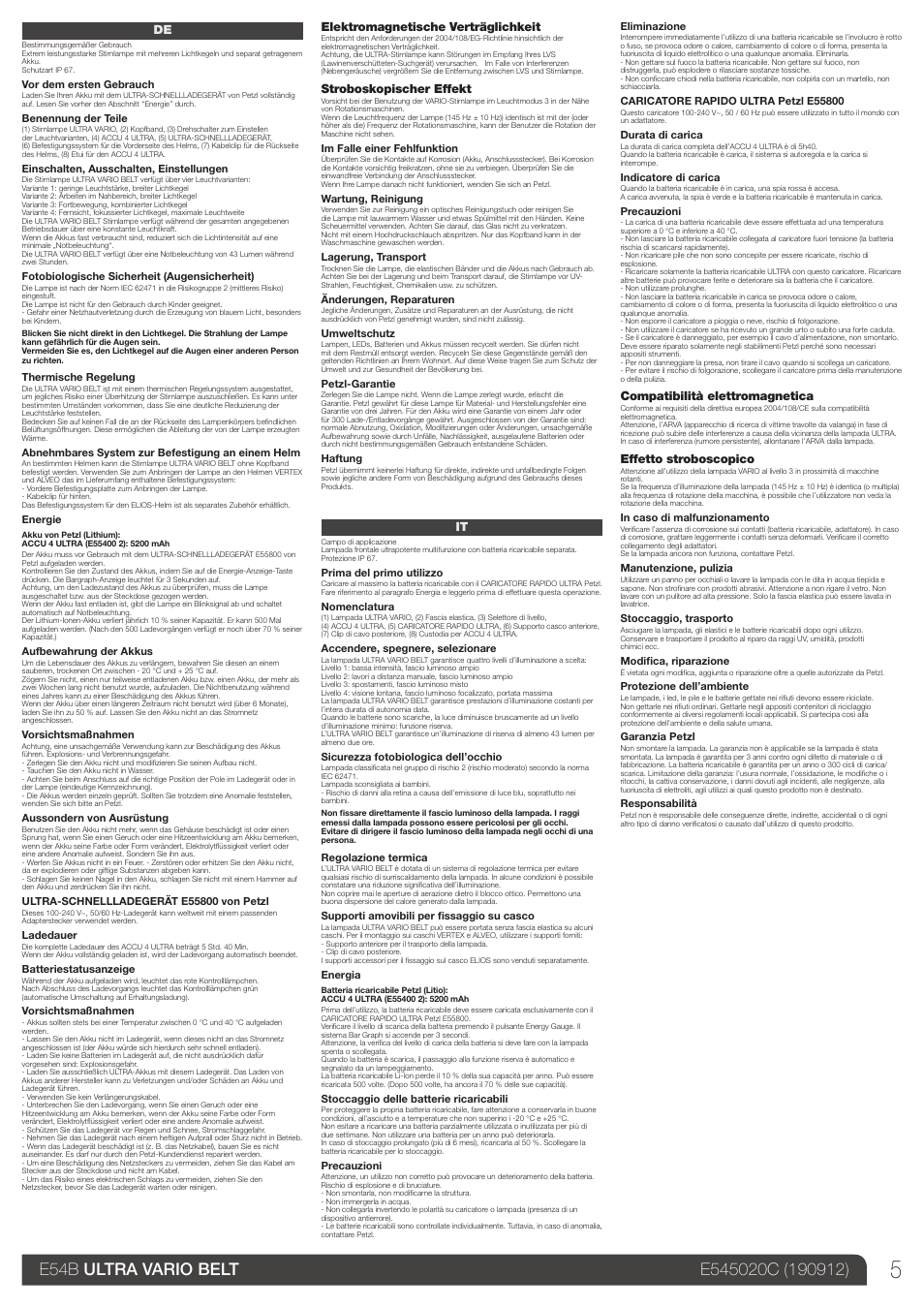 De, it | Petzl ULTRA VARIO BELT User Manual | Page 5 / 15