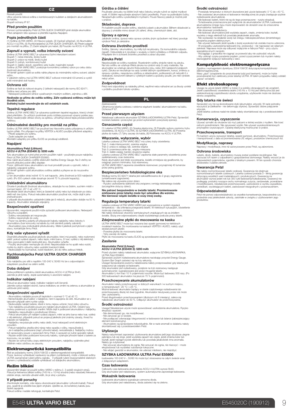 Cz, pl | Petzl ULTRA VARIO BELT User Manual | Page 9 / 15