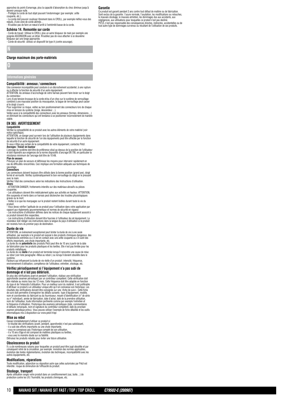Petzl NAVAHO SIT FAST User Manual | Page 10 / 44