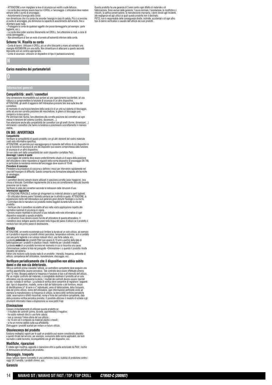 Petzl NAVAHO SIT FAST User Manual | Page 14 / 44