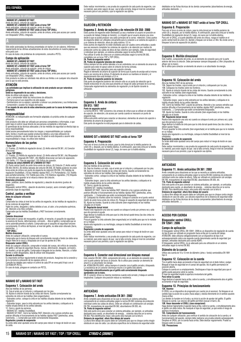 Petzl NAVAHO SIT FAST User Manual | Page 15 / 44