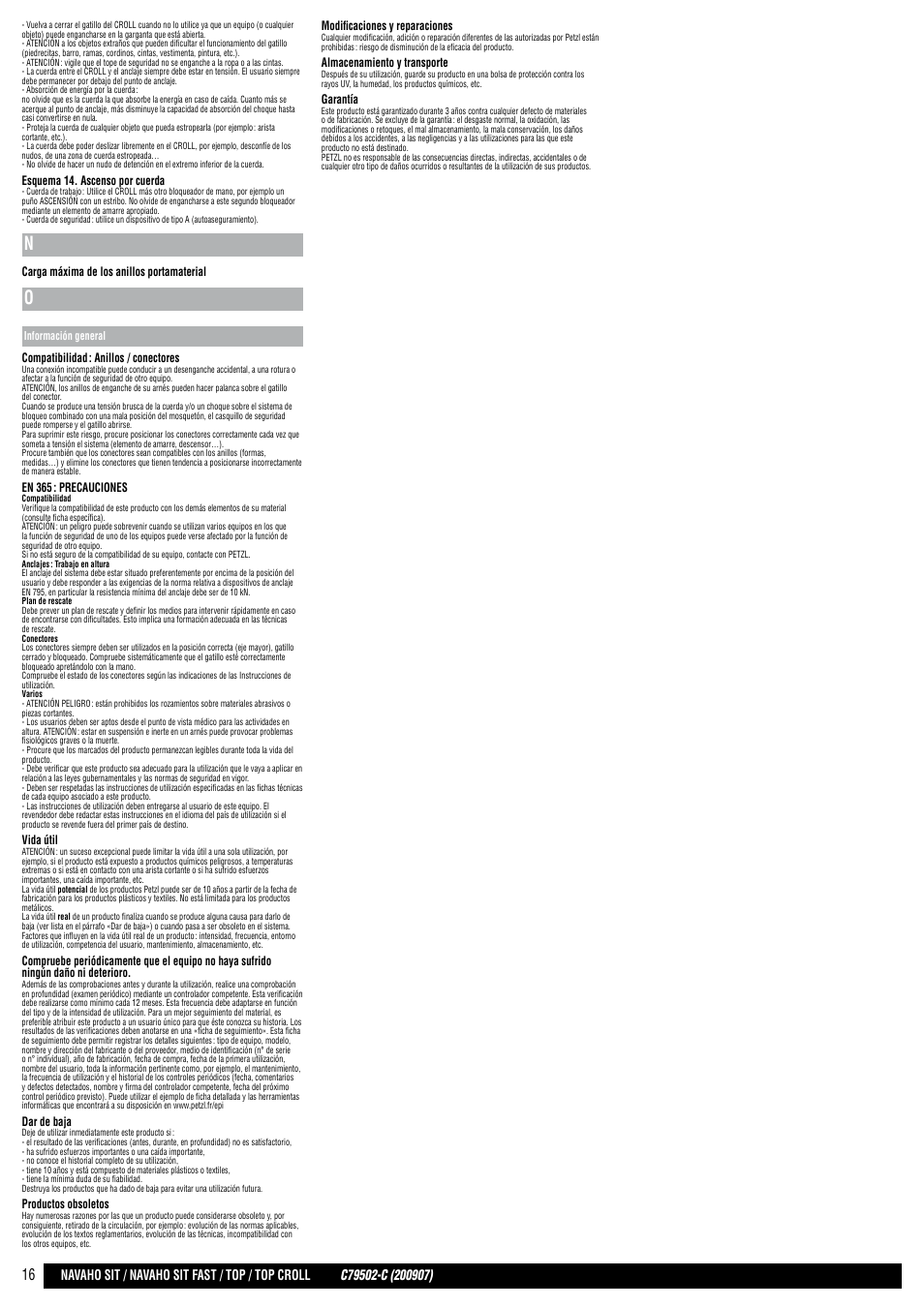 Petzl NAVAHO SIT FAST User Manual | Page 16 / 44