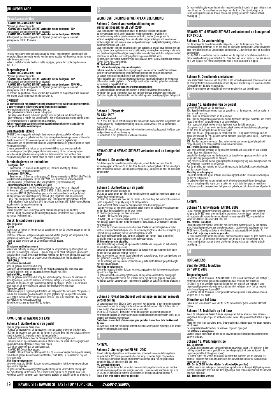 Petzl NAVAHO SIT FAST User Manual | Page 19 / 44