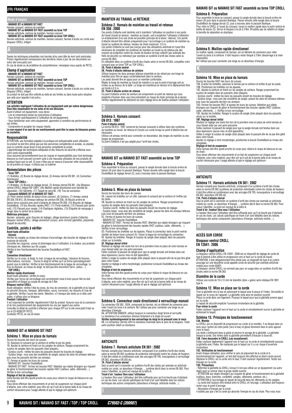 Petzl NAVAHO SIT FAST User Manual | Page 9 / 44