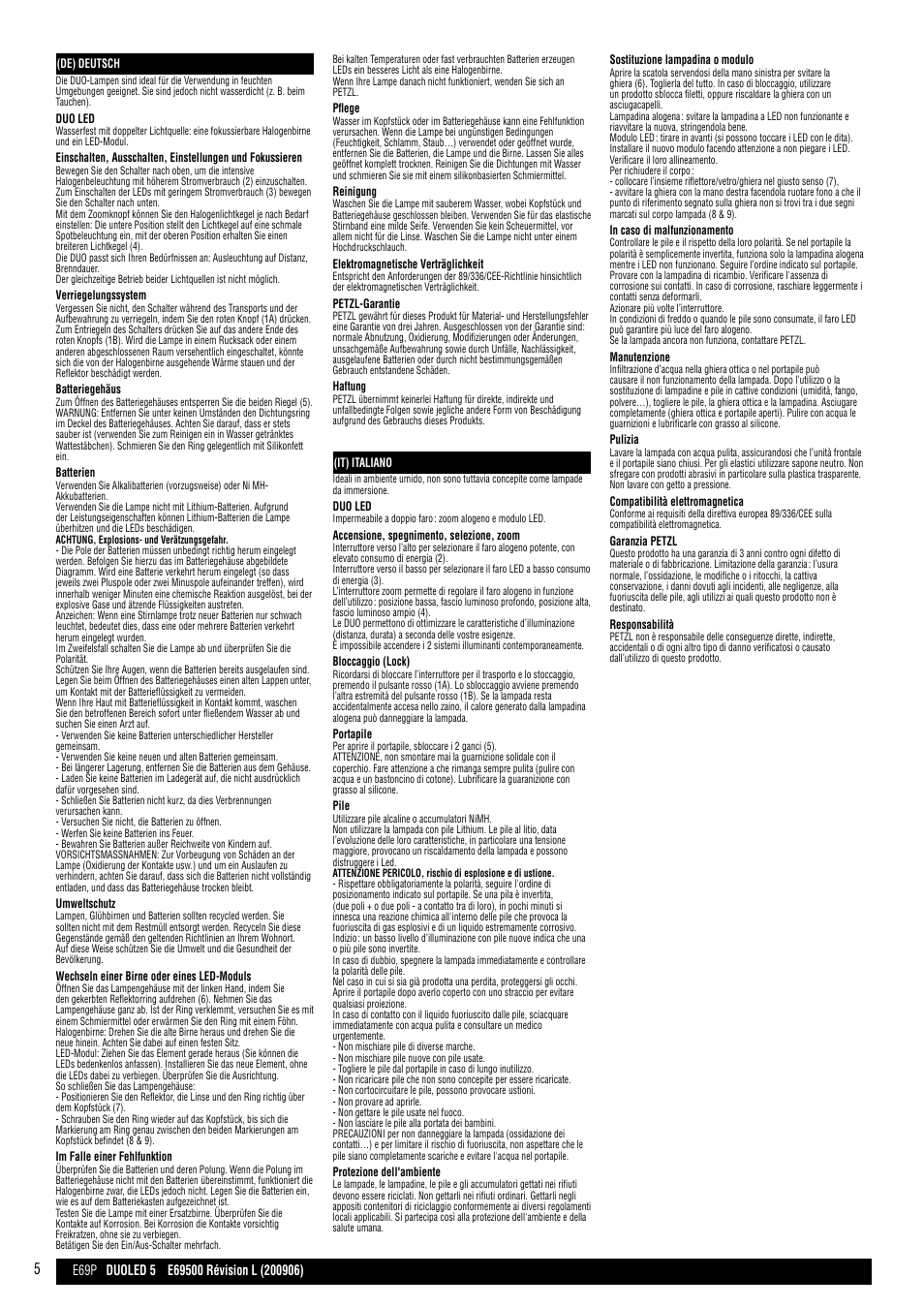 De, it | Petzl DUO LED 5 User Manual | Page 5 / 13