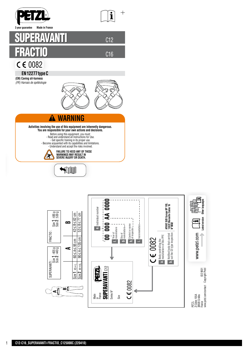 Petzl SUPERAVANTI User Manual | 17 pages