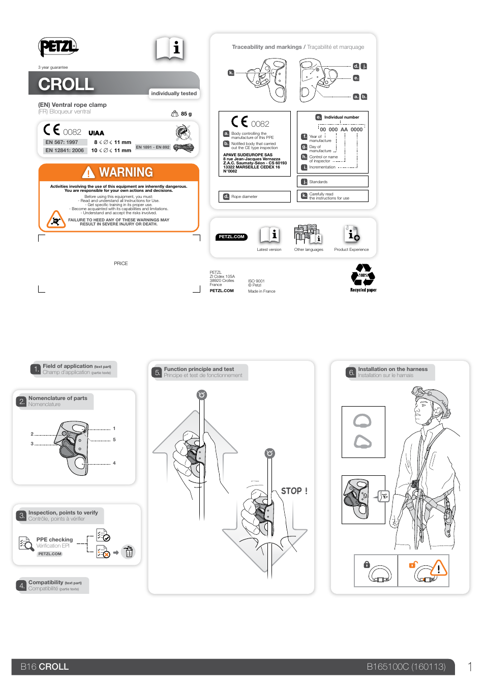 Petzl CROLL_2013 User Manual | 23 pages