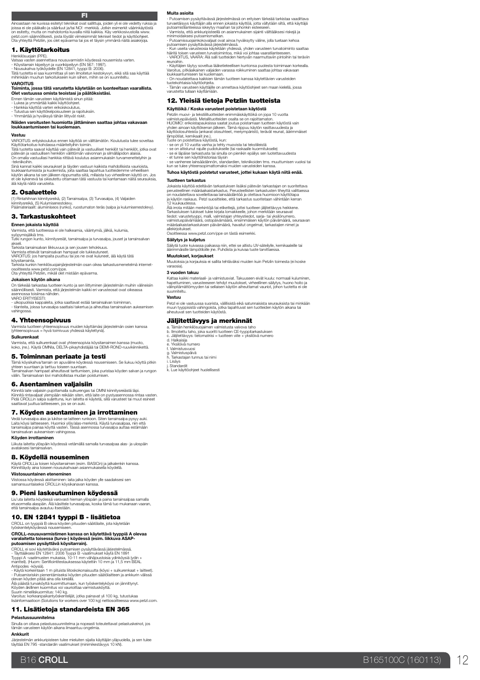 Petzl CROLL_2013 User Manual | Page 12 / 23