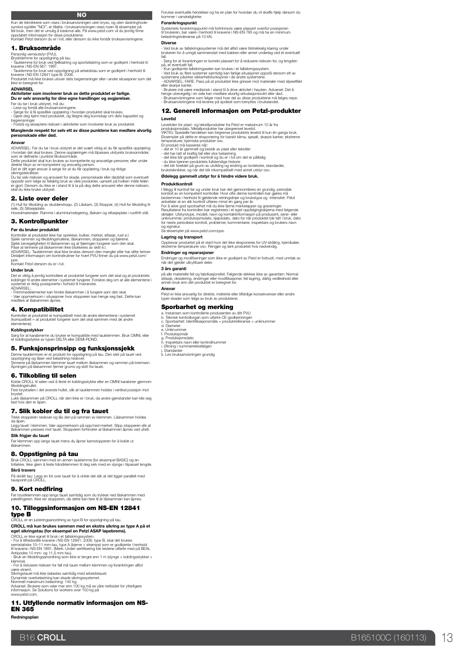 Petzl CROLL_2013 User Manual | Page 13 / 23