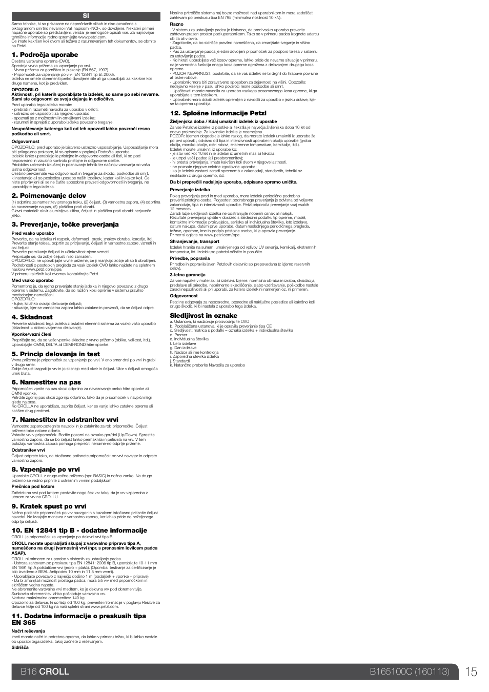 Petzl CROLL_2013 User Manual | Page 15 / 23