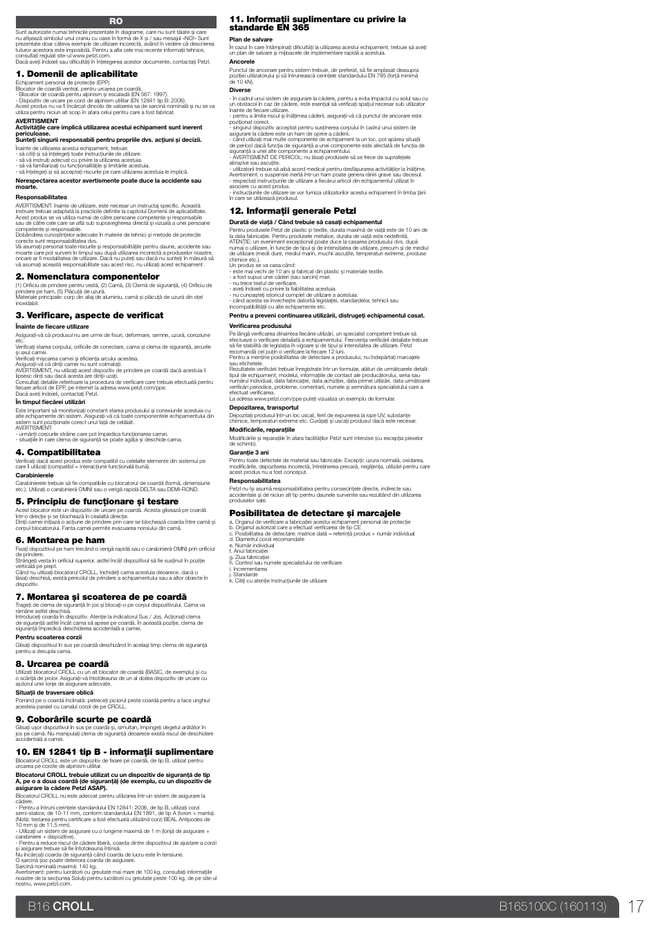 Petzl CROLL_2013 User Manual | Page 17 / 23