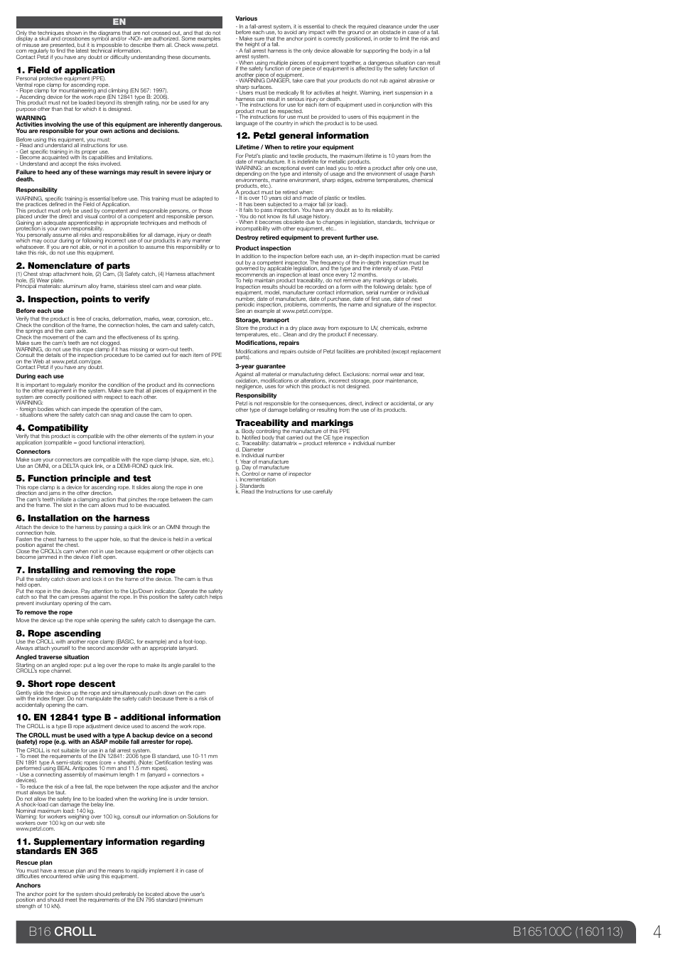 Petzl CROLL_2013 User Manual | Page 4 / 23