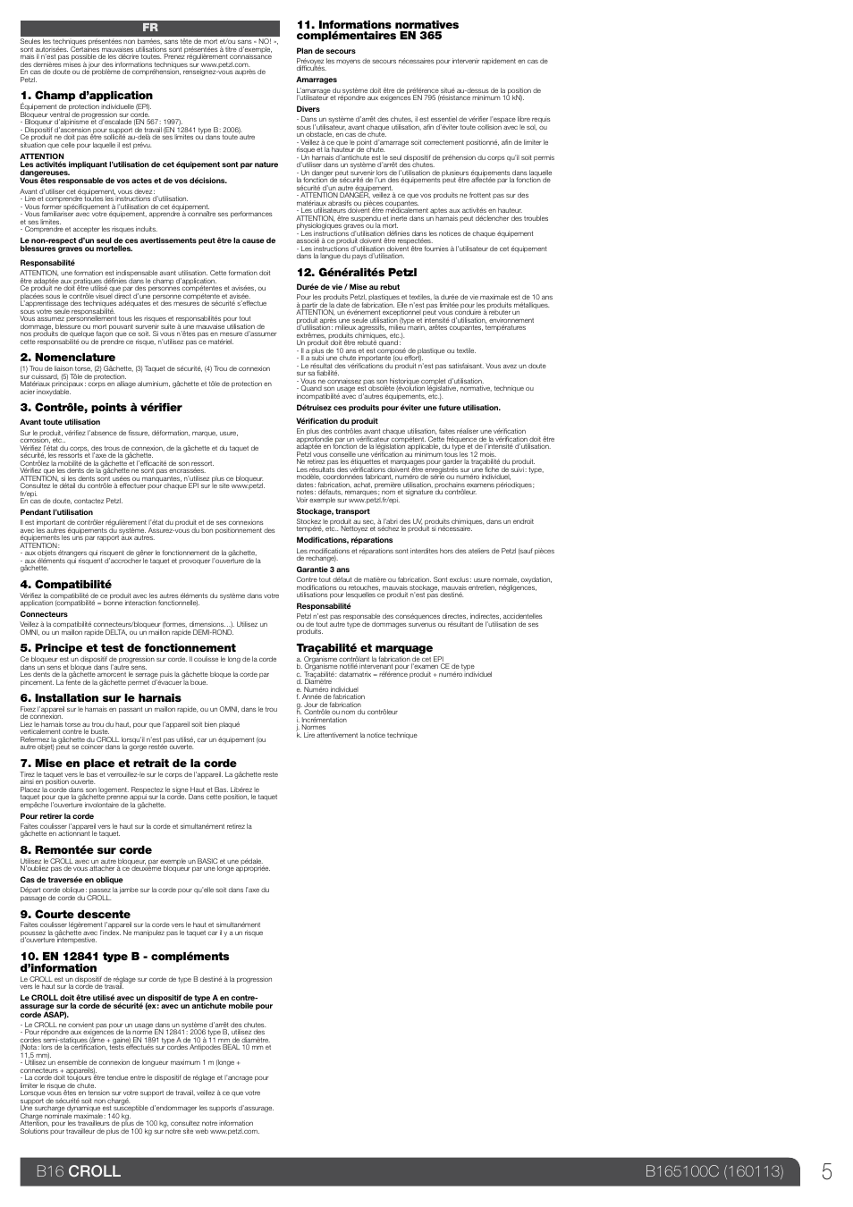 Petzl CROLL_2013 User Manual | Page 5 / 23