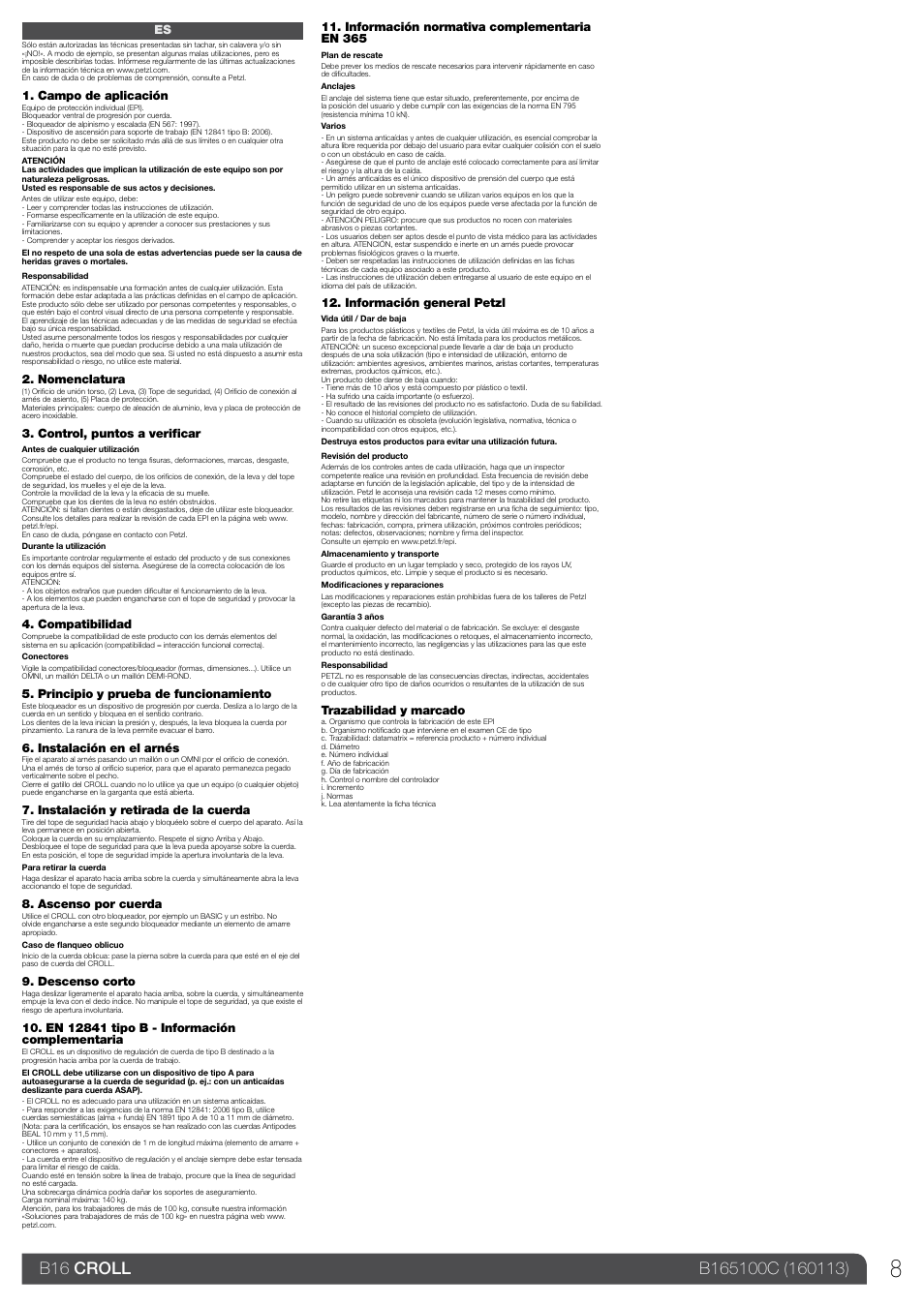 Petzl CROLL_2013 User Manual | Page 8 / 23