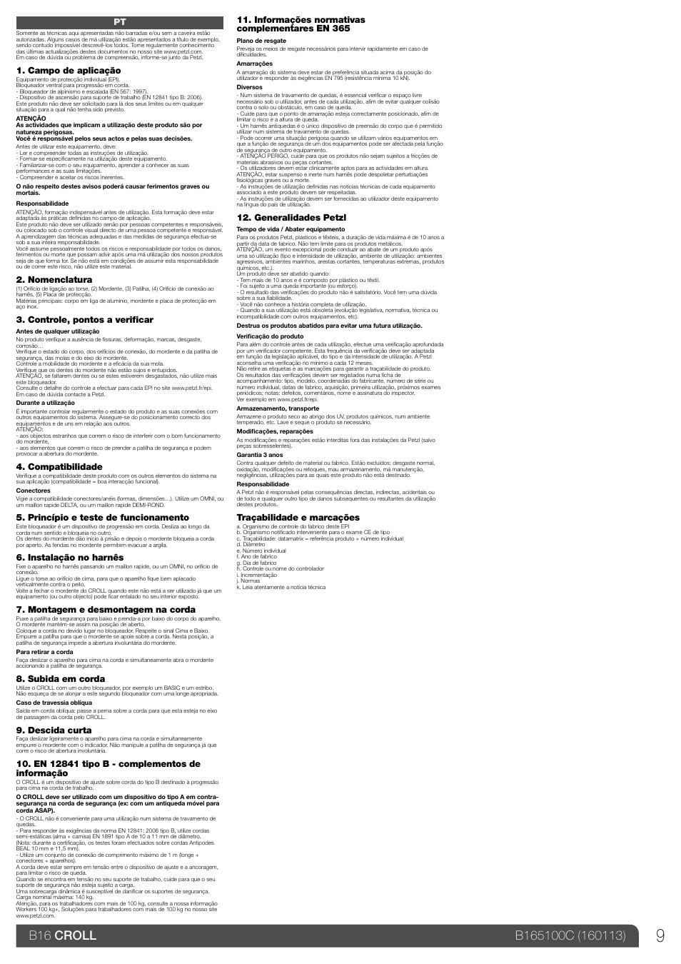 Petzl CROLL_2013 User Manual | Page 9 / 23