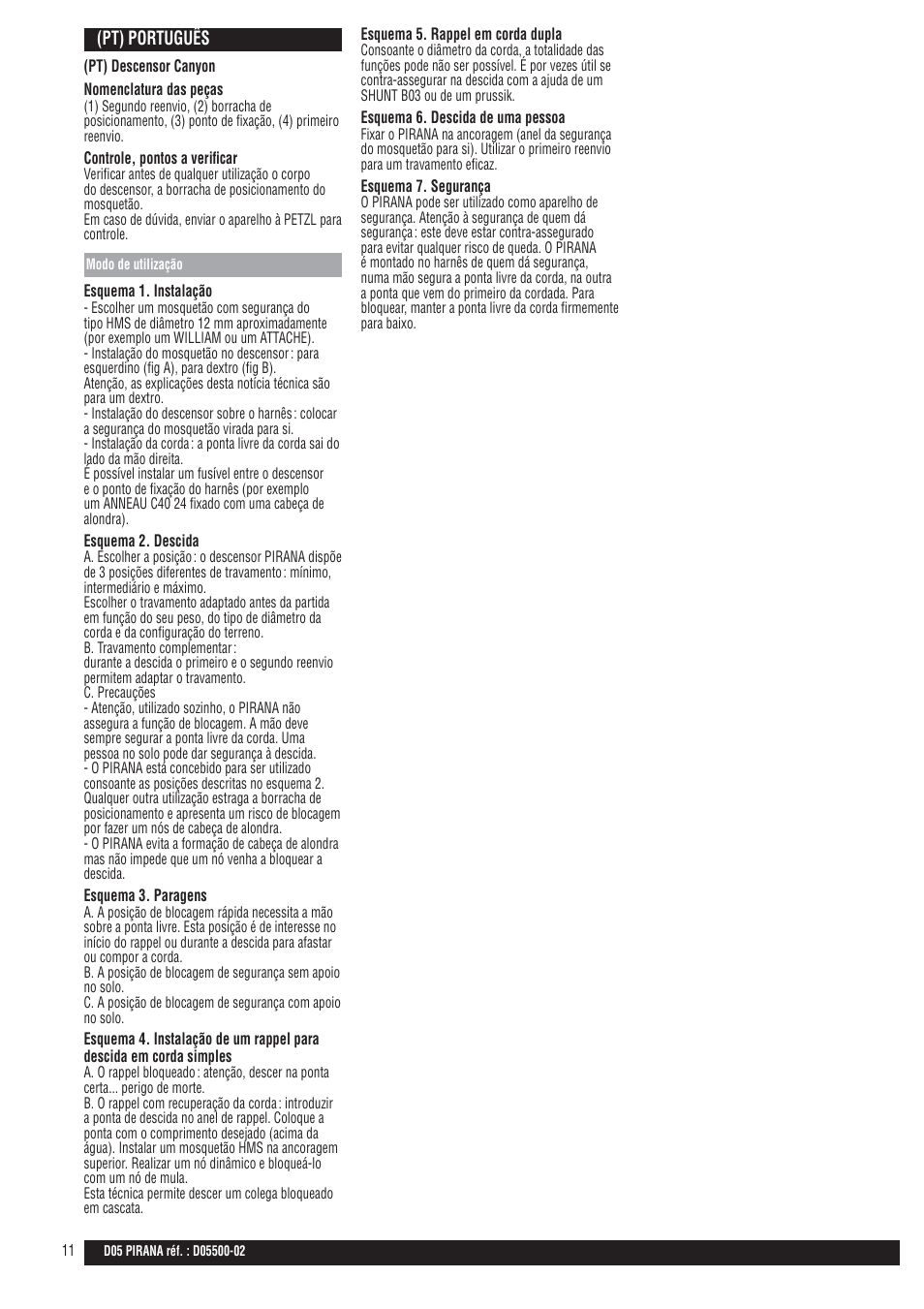 Petzl PIRANA User Manual | Page 11 / 24