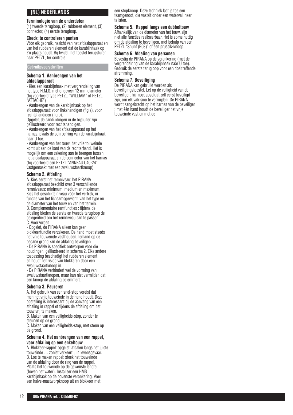 Petzl PIRANA User Manual | Page 12 / 24