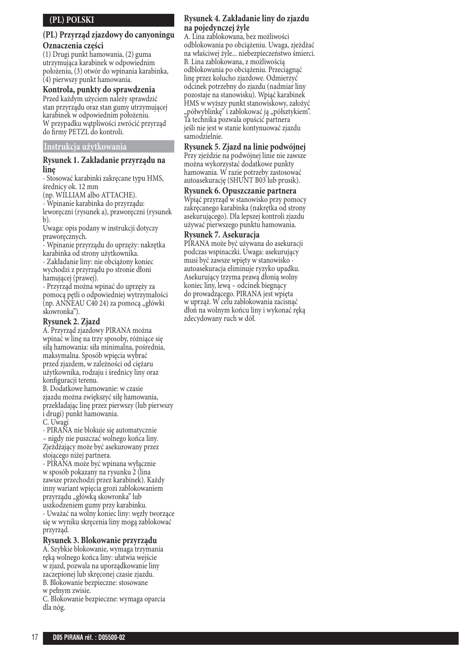 Petzl PIRANA User Manual | Page 17 / 24
