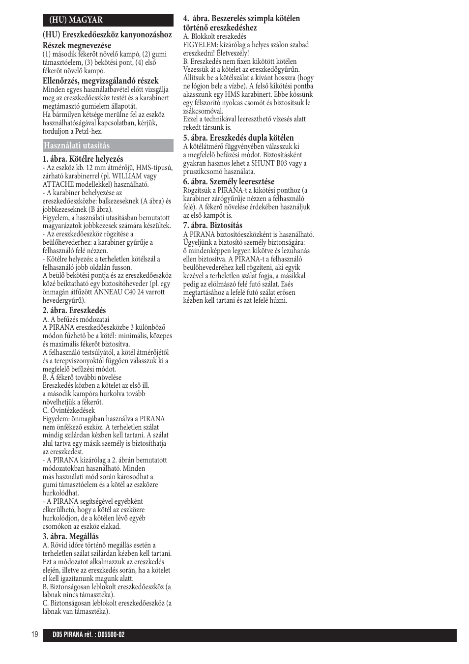 Petzl PIRANA User Manual | Page 19 / 24