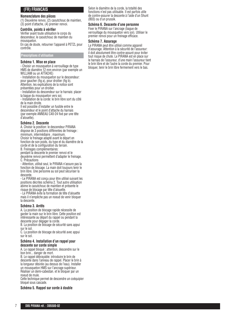 Petzl PIRANA User Manual | Page 7 / 24
