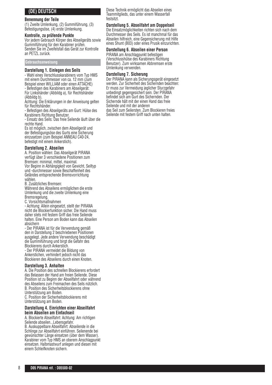 Petzl PIRANA User Manual | Page 8 / 24