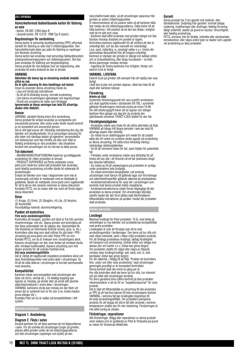 Petzl OMNI TRIACT-LOCK User Manual | Page 10 / 20