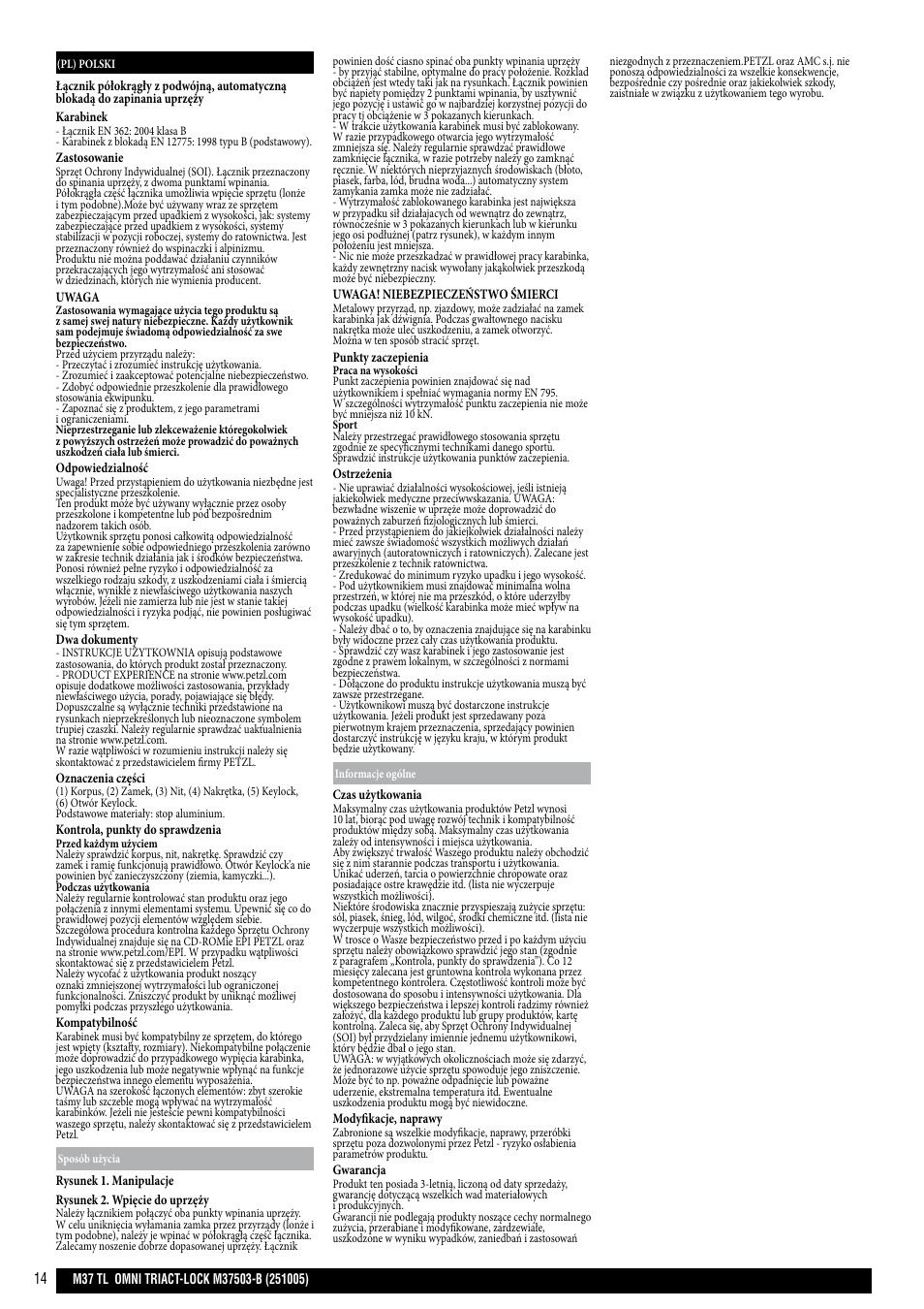 Petzl OMNI TRIACT-LOCK User Manual | Page 14 / 20