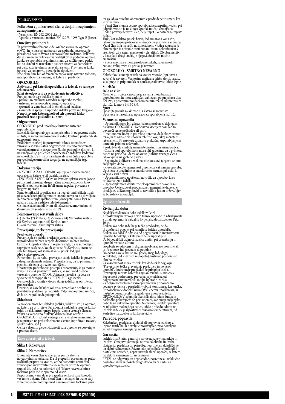 Petzl OMNI TRIACT-LOCK User Manual | Page 15 / 20