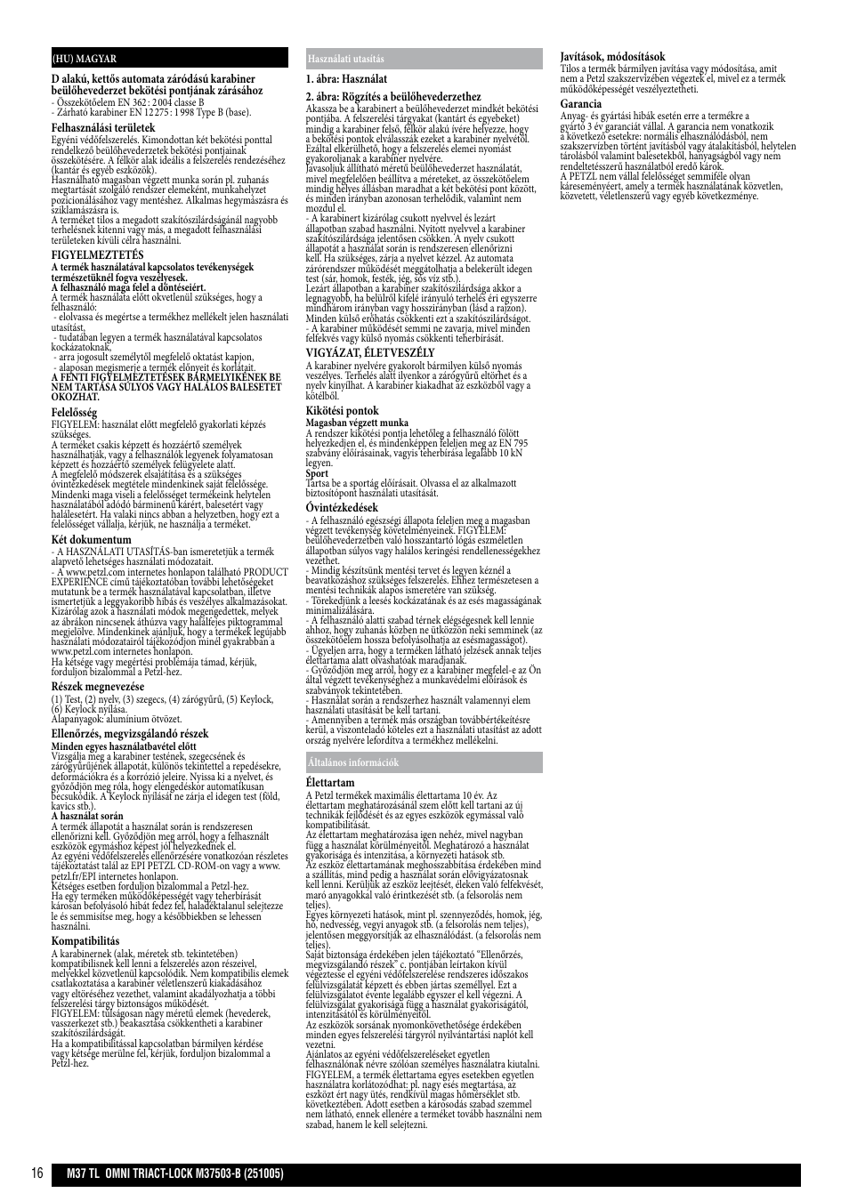 Petzl OMNI TRIACT-LOCK User Manual | Page 16 / 20