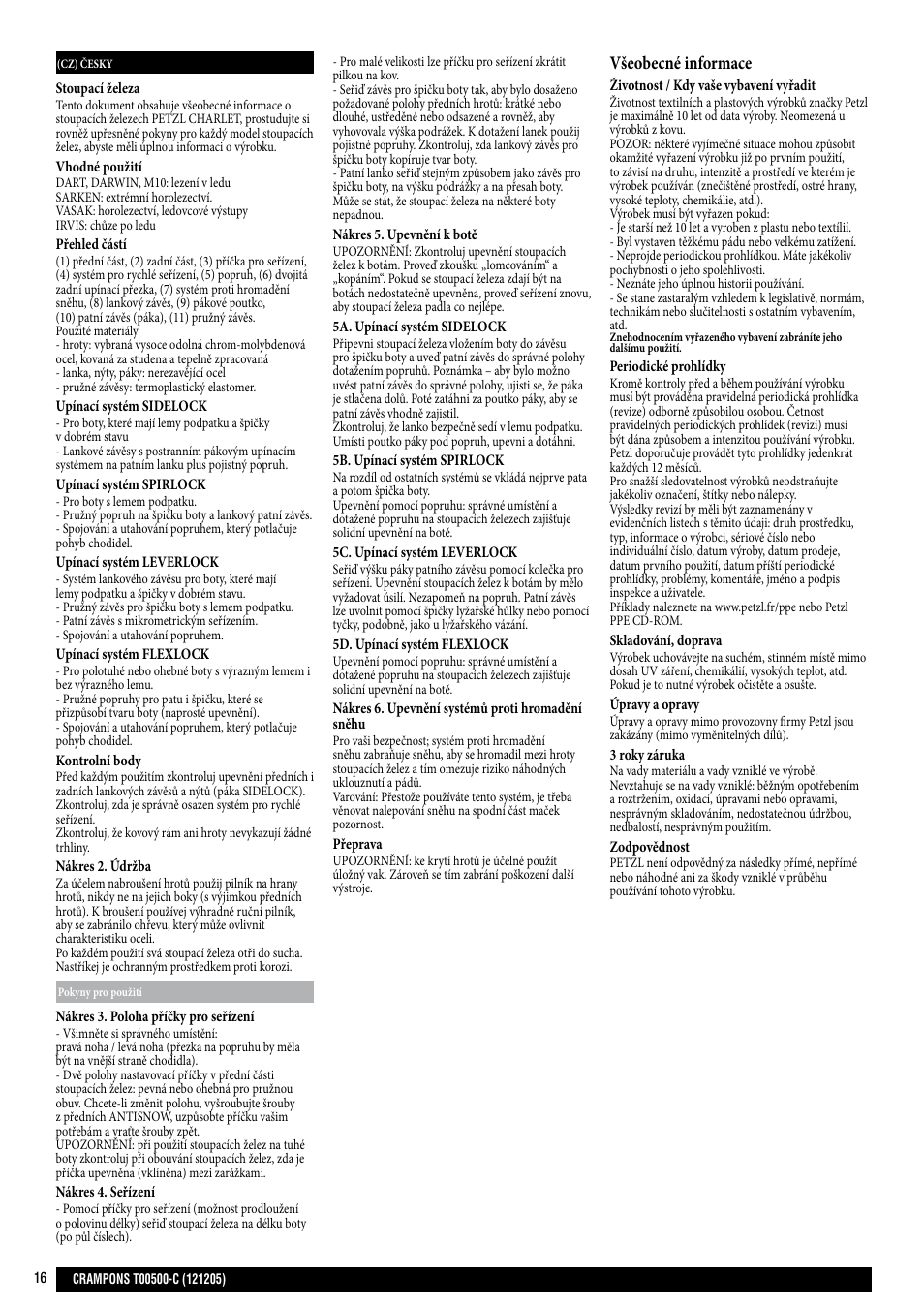 Všeobecné informace | Petzl Кошки альпинистские User Manual | Page 16 / 24