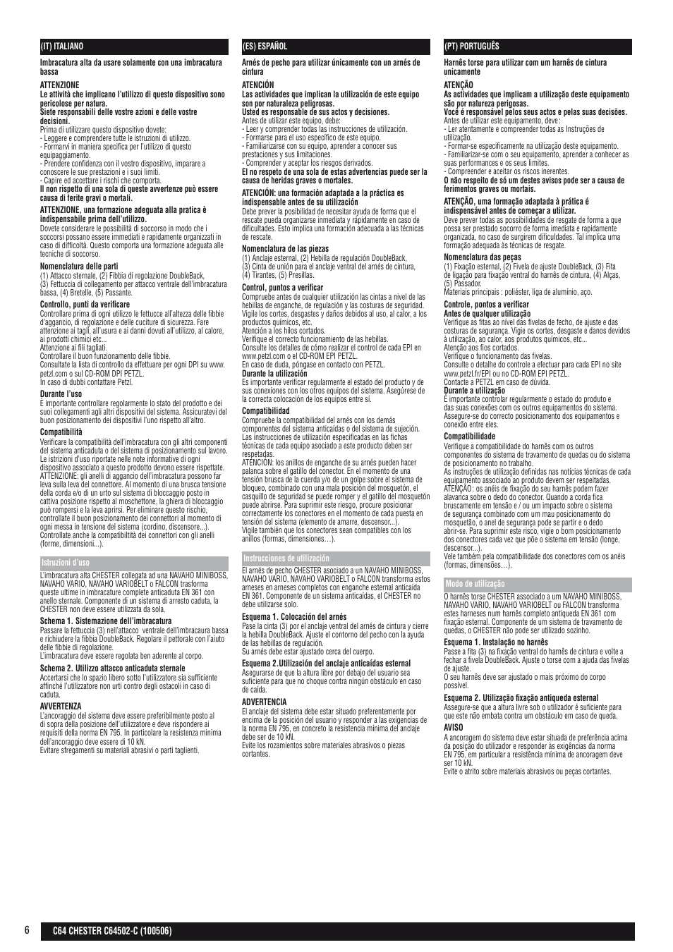 It, es, pt | Petzl CHESTER User Manual | Page 6 / 11