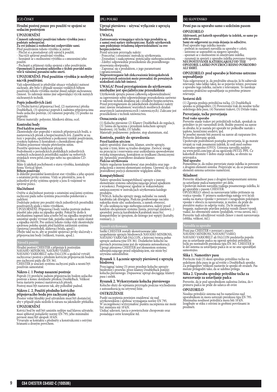 Cz, pl, si | Petzl CHESTER User Manual | Page 9 / 11